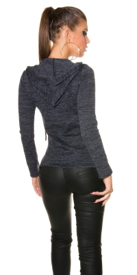 Trendy V-Pullover mit Kapuze