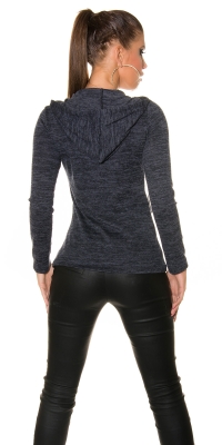 Trendy V-Pullover mit Kapuze
