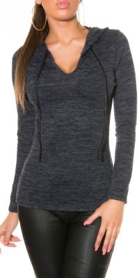 Trendy V-Pullover mit Kapuze