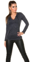 Trendy V-Pullover mit Kapuze